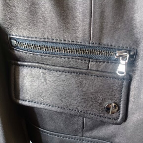 Kenneth Cole Reaction Leather Moto Jacket - Women's L - Black - Picture 9 of 12